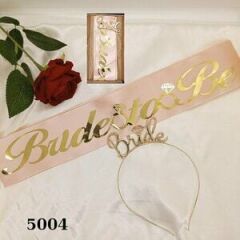 Metal Bride Taç ve Kuşak Set – Pembe & Gold