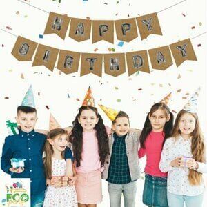 ECO Uzar Yazı ''Happy Birthday'' – Kraft Zemin Gümüş Yazılı