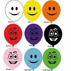 12 İnç Gülen Yüz Balon – Karışık Renk – 100’lü Paket