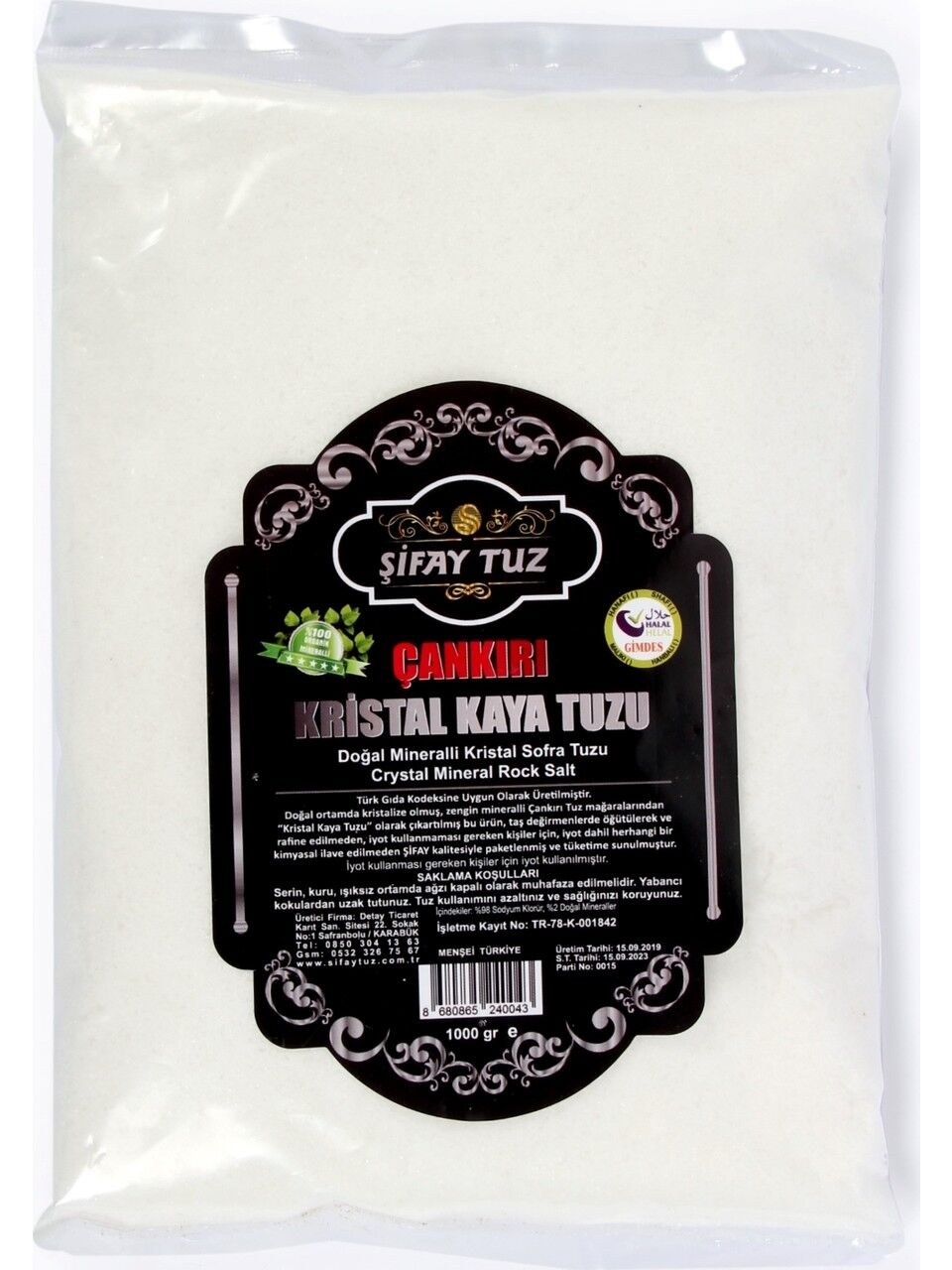 Şifay Çankırı Kristal Kaya Sofra Tuzu 1000 gr