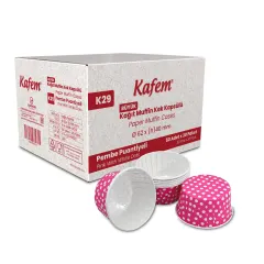 Kafem Muffin Kek Kapsülü Pembe Puantiye Büyük Boy 50li X 30 Paket (Koli)