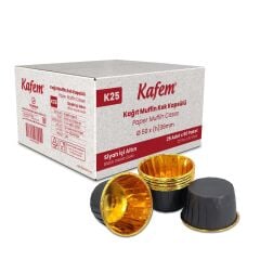 Kafem Muffin Kek Kapsülü Siyah-Altın 25li X 60 Paket (Koli)