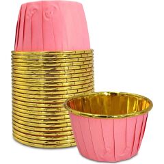 Kafem Muffin Kek Kapsülü Pembe-Altın 25li
