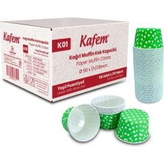 Kafem Yeşil Puantiyeli Muffin Kek Kapsülü 50li X 30 Paket (Koli)