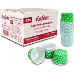 Kafem Yeşil Puantiyeli Muffin Kek Kapsülü 50li X 30 Paket (Koli)