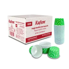 Kafem Yeşil Puantiyeli Muffin Kek Kapsülü 50li X 30 Paket (Koli)