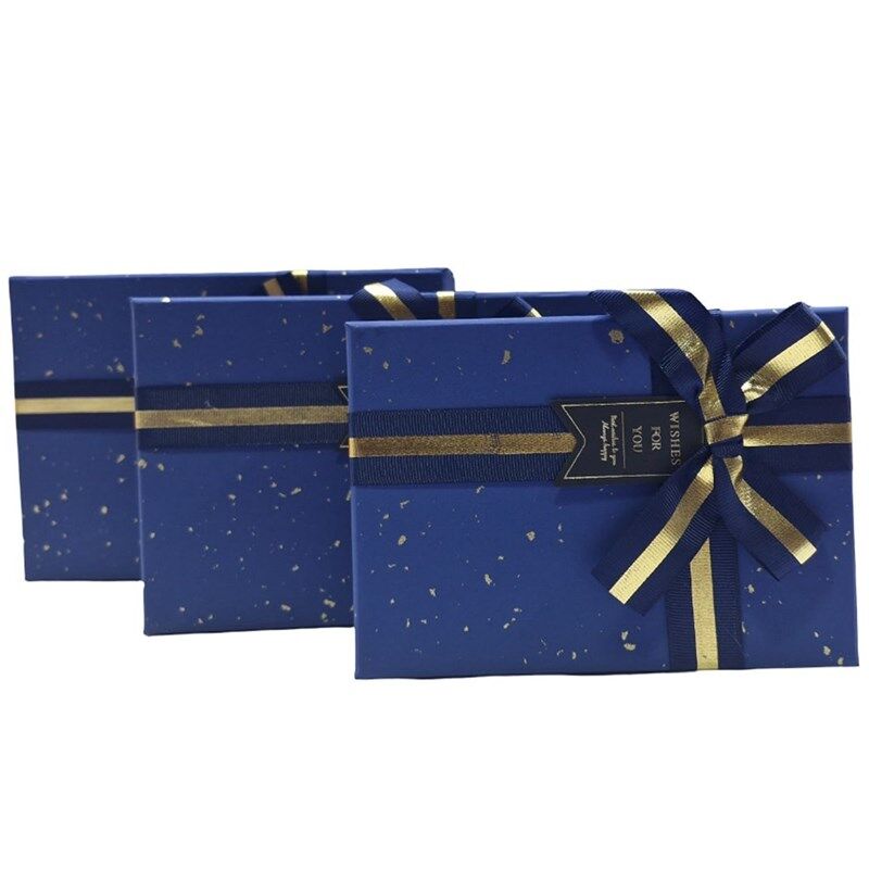 Dikdörtgen K0974 Desenli Hediye Kutusu 3lü