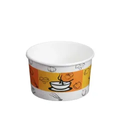 16 Oz Kapaklı Karton Çorba Kase Seti (DESENLİ)