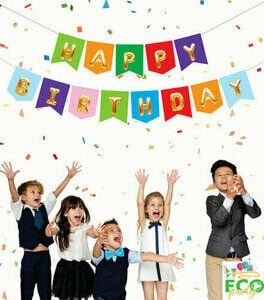 ECO Uzar Yazı ''Happy Birthday'' – Renkli Zemin Gold Yazılı