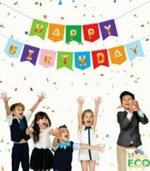 ECO Uzar Yazı ''Happy Birthday'' – Renkli Zemin Gold Yazılı