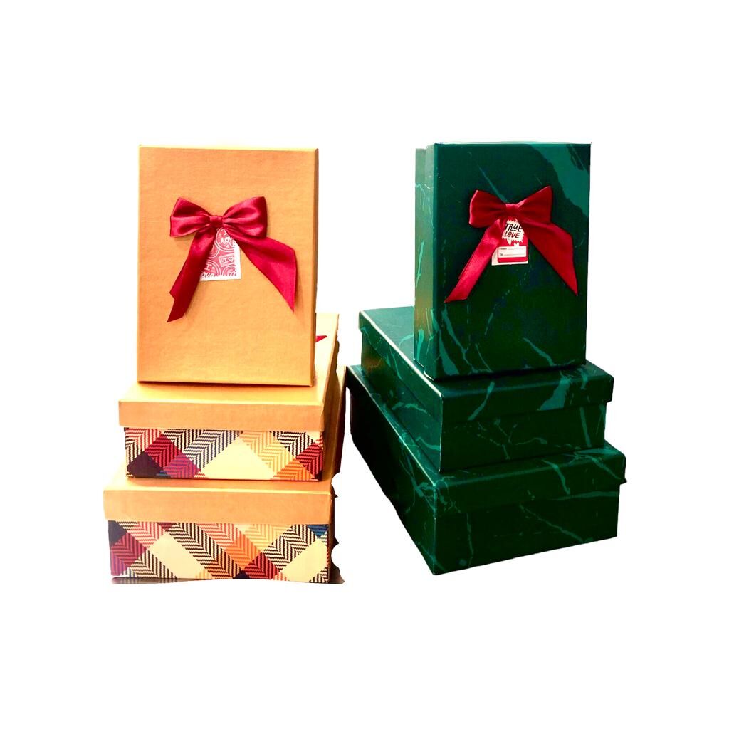 Dikdörtgen Kutu 3'lü Set – Karışık Renk ve Desen