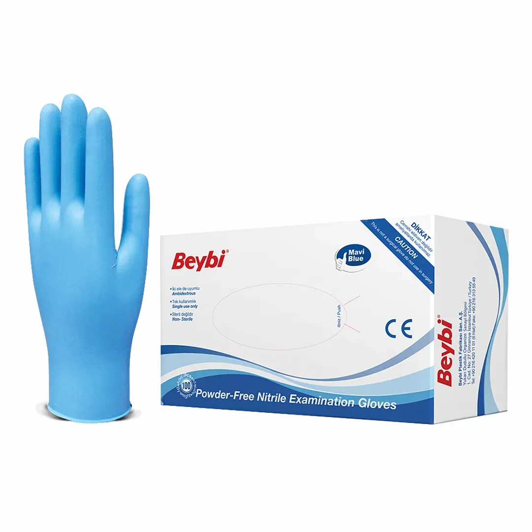 Dolphin Nitril Muayene Eldiveni Mavi Medium 100 Adet
