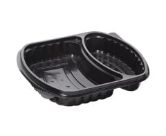 2 Bölmeli Kapaklı Servis Seti – Siyah 50 Adet