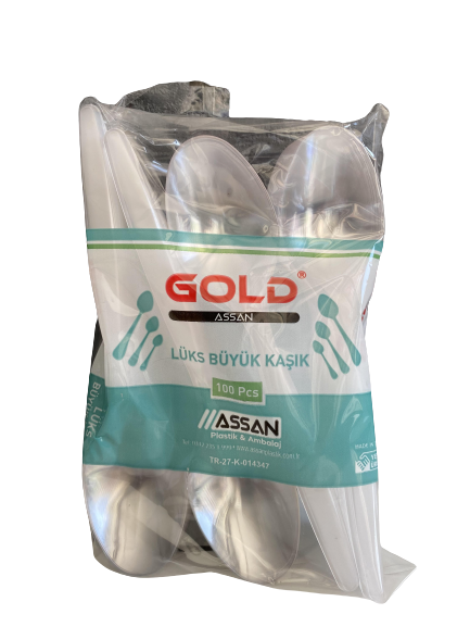 Gold Assan Lüks Plastik Kaşık – 100’lü Paket