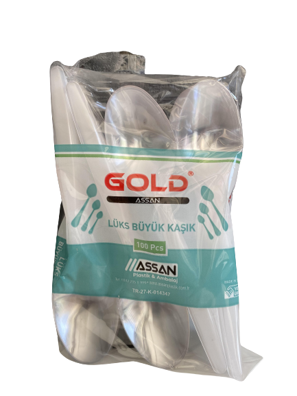 Gold Assan Lüks Plastik Kaşık – 100’lü Paket