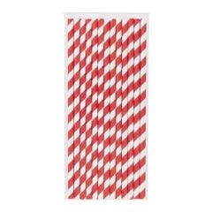 Kırmızı Çizgili Kraft Kağıt Pipet 6mmx19,7cm 25 li