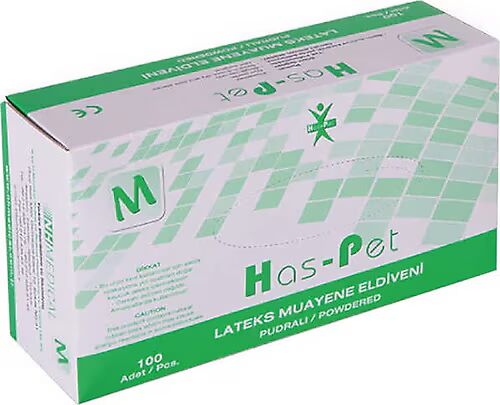 Has-Pet Lateks Pudralı Orta Boy (M) Muayene Eldiveni 100'lü