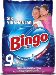 Bingo Matik Sık Yıkananlar Beyazlar ve Renkliler için 9 kg Toz Deterjan