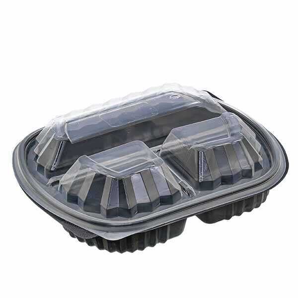 Plastik 3 Bölmeli Kapaklı Gıda Kabı (Sıcağa Dayanıklı)