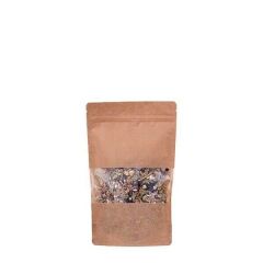 Kraft Pencereli Kilitli Doypack 11x18.5x7 cm - 100 gr 50 Adet