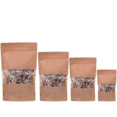 Kraft Pencereli Kilitli Doypack 13x22.5x7 cm - 250 gr 50 Adet