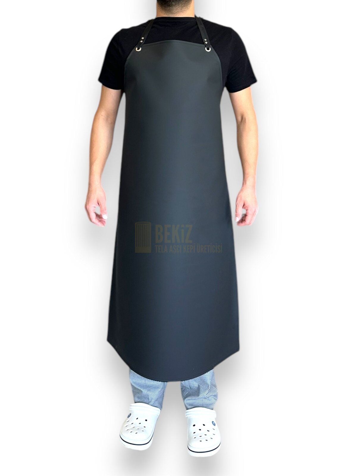 Suni Deri Siyah Renk Mutfak Kasap Mermerci Önlüğü