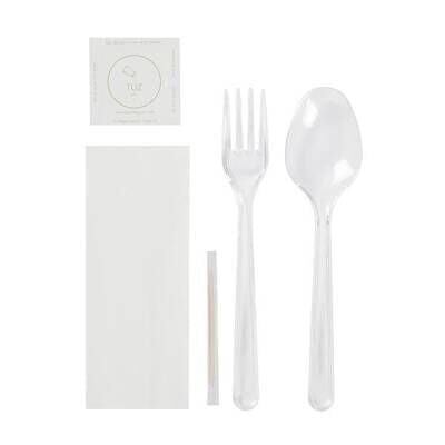 5'li Lüks Şeffaf Çatal-Kaşık Yemek Seti